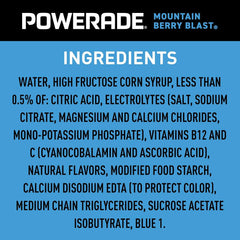 POWERADE Mountain Berry Blast, 20 fl oz, 8 Pack | Sport Beverage Enhanced with Electrolytes | 50% More Electrolytes vs. the Leading Sports Drink (per 12oz serving)*