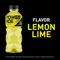 POWERADE Sports Drink, Lemon Lime Electrolyte Drink, 20 Oz (8 Pk) | Sport Beverage Enhanced with Electrolytes | 50% More Electrolytes vs. the Leading Sports Drink (per 12oz serving)*