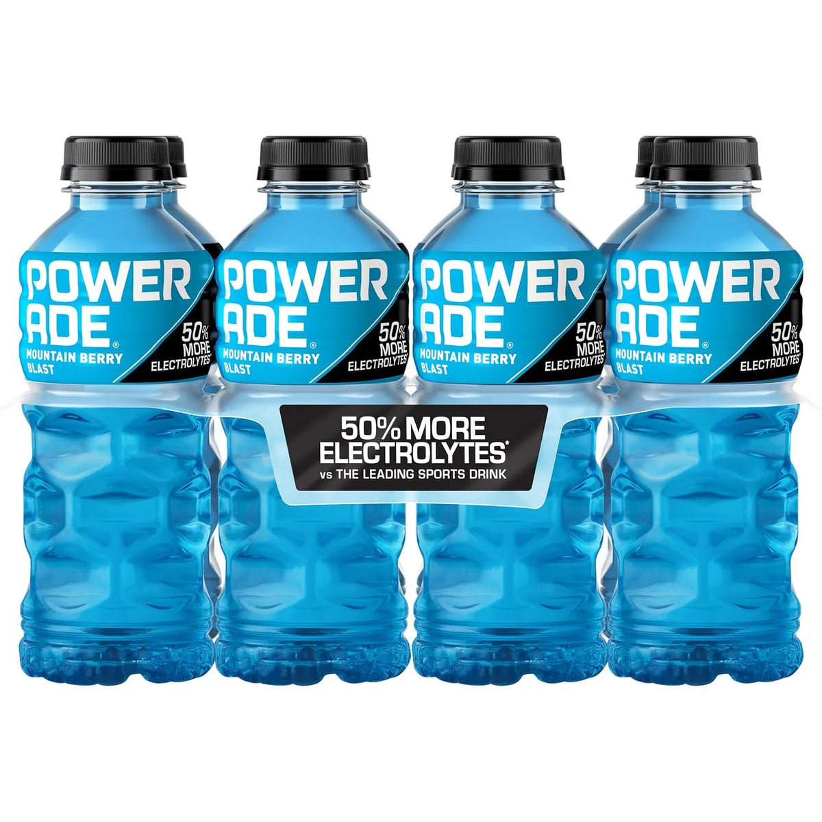 POWERADE Mountain Berry Blast, 20 fl oz, 8 Pack | Sport Beverage Enhanced with Electrolytes | 50% More Electrolytes vs. the Leading Sports Drink (per 12oz serving)*