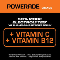 POWERADE Sports Drink Orange, 20 Ounce (Pack of 8) | Sport Beverage Enhanced with Electrolytes | 50% More Electrolytes vs. the Leading Sports Drink (per 12oz serving)*