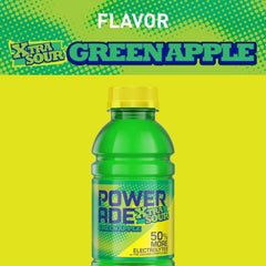 POWERADE Green Apple XTRA Sour 12oz 8pk | Sport Beverage Enhanced with Electrolytes | 50% More Electrolytes vs. the Leading Sports Drink (per 12oz serving)*